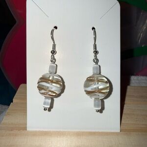 Elegant Gold and Silver Glass Swirl Earrings